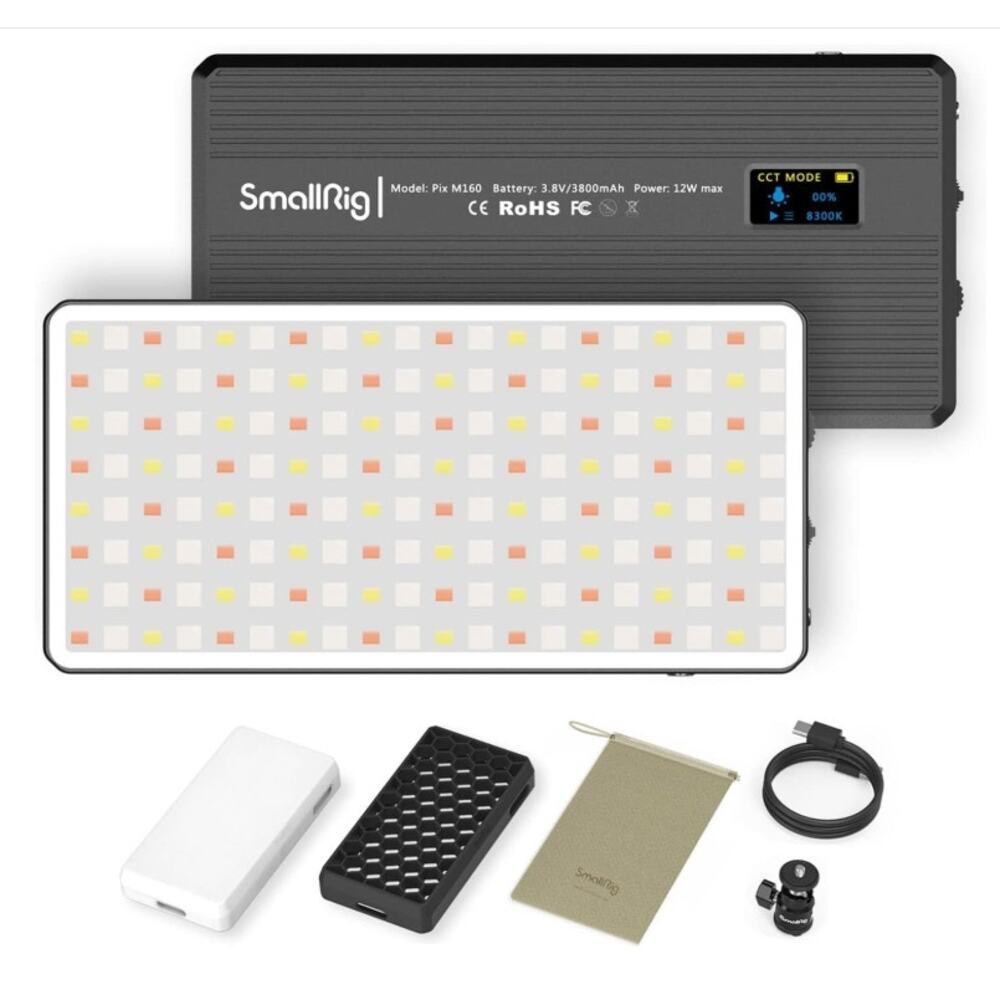 SmallRig Pix M160 RGB LED Video Light 12W Portable 3800mAh Kit